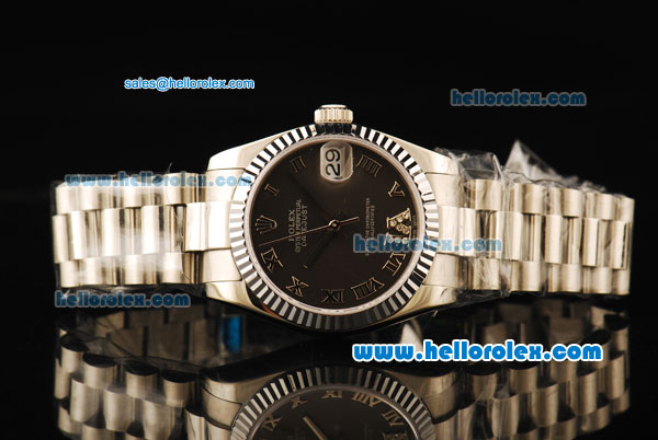 Rolex Datejust Automatic Movement Full Steel with ETA Coating Case and Roman Numerals - Click Image to Close